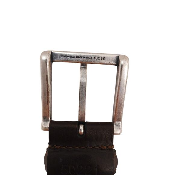 Italian Belt Weaved Leather Men's Sz 36 90 Brown Silver Eurometal Quiet Luxury - Picture 7 of 12